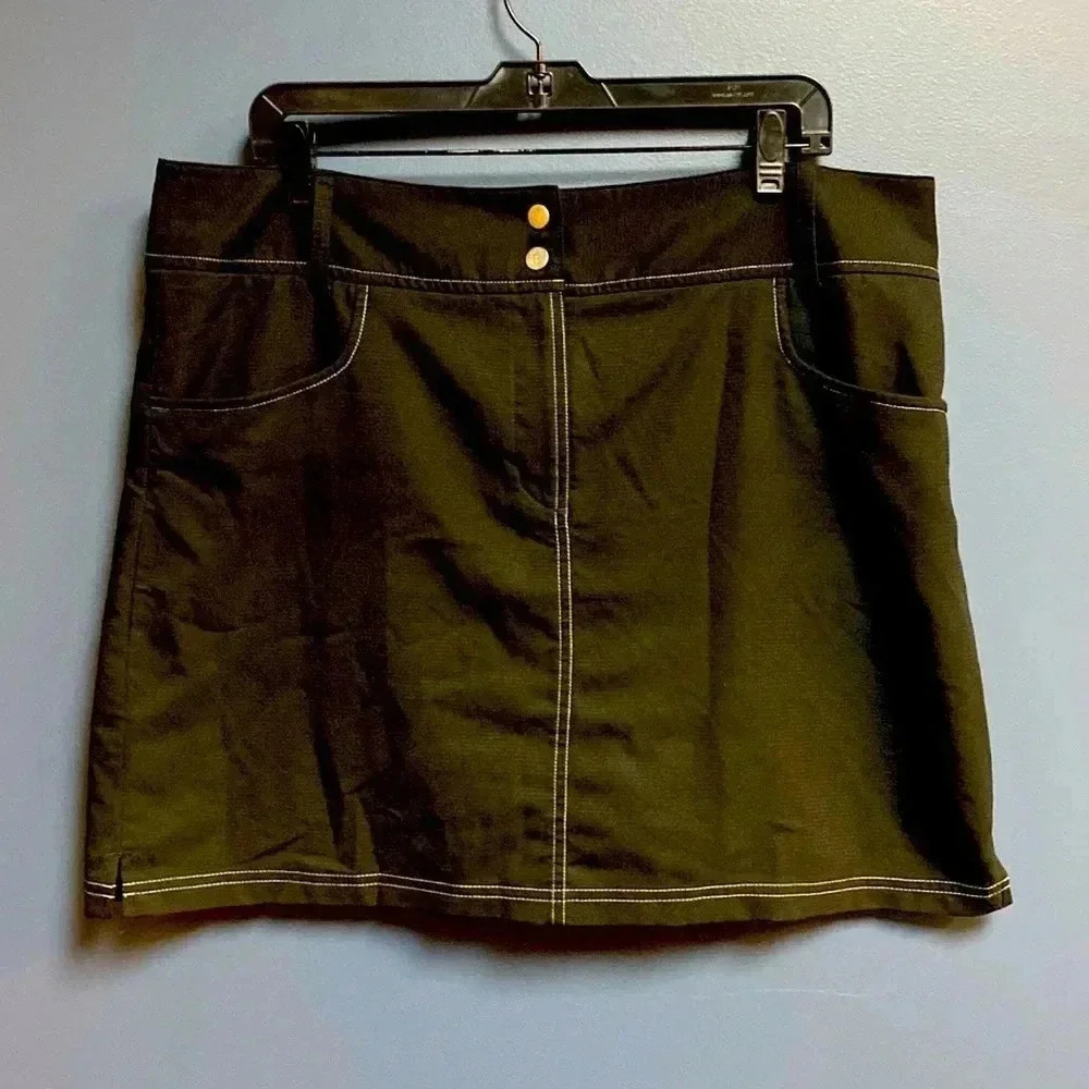 ADIDAS WOMENS SIZE 14 BLACK GOLF SKORT‎ ZIP AND SNAP FRONT CLOSURE CLEAN